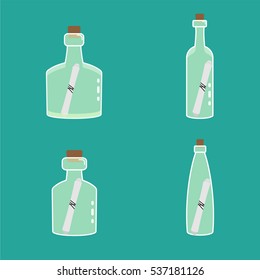  bottle with note stroke icons set