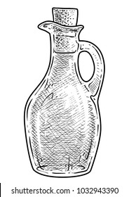 Bottle of olive illustration, drawing, engraving, ink, line art, vector