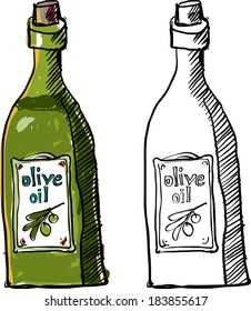 A bottle of olive oil.