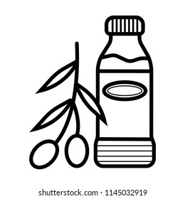 Bottle of olive oil and branch vector 