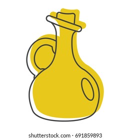Bottle of olive oil in doodle style isolated on white background food object for design and web vector illustration