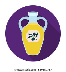 Bottle of olive oil icon in flat style isolated on white background. Spain country symbol stock vector illustration.