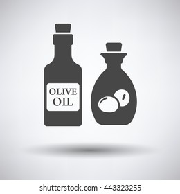 Bottle of olive oil icon on gray background, round shadow. Vector illustration.