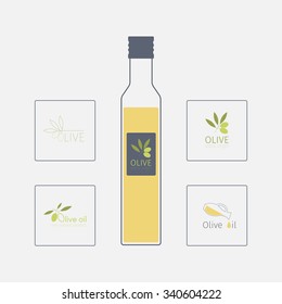 Bottle with olive oil. Logos olive oil