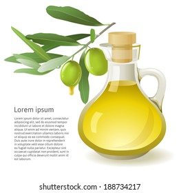 Bottle with olive oil over white background