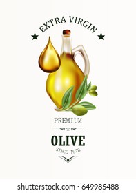 Bottle of olive oil. Premium quality product
