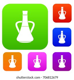 Bottle with olive oil set icon in different colors isolated vector illustration. Premium collection
