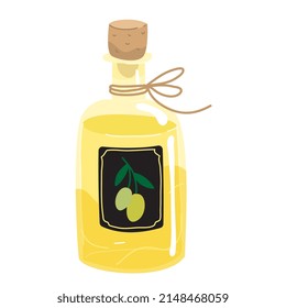 Bottle of Olive Oil. Vector illustration of Olive Oil in cartoon style isolated on white
