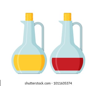 Bottle of olive oil and vinegar vector flat