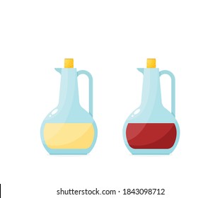 Bottle of olive oil and vinegar vector flat