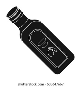 A bottle of olive oil.Olives single icon in black style vector symbol stock illustration web.