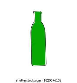 Bottle on cartoon style on white isolated background.