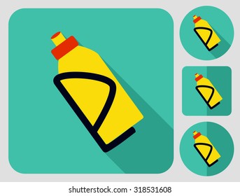 Bottle on the stand icon. Bike accessories. Flat long shadow design. Bicycle icons series.