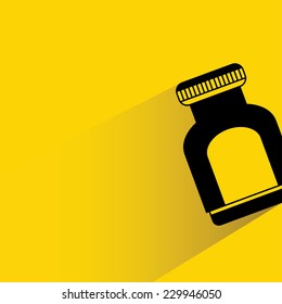 bottle on yellow background, flat and shadow theme