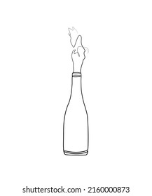 Bottle one line art, single line art, Illustration, Bear bottle drawing victor art.