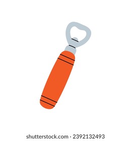 Bottle opener. Beer pub product. Brewing process, brewery factory production element. Vector illustration.