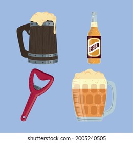 bottle opener beers icons cartoon