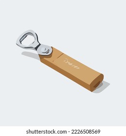 Bottle opener. Bottle cap opener. Illustration Vector Cartoon Drawing
