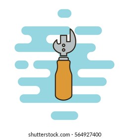 Bottle opener color thin line icon. Cloud background