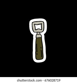 bottle opener doodle icon, sticker