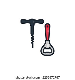 Bottle opener filled outline icons. Vector illustration. Isolated icon suitable for web, infographics, interface and apps.