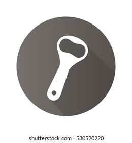 Bottle opener flat design long shadow icon. Vector silhouette symbol