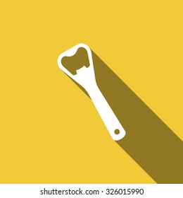 Bottle opener flat icon with long shadow. Vector Illustration