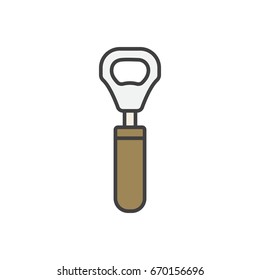 Bottle opener flat line icon.