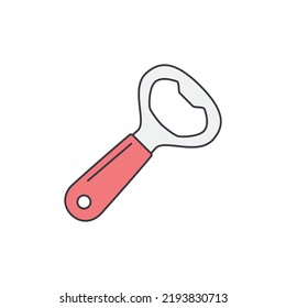 Bottle opener icon in color, isolated on white background 