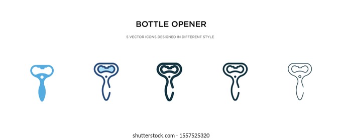 bottle opener icon in different style vector illustration. two colored and black bottle opener vector icons designed in filled, outline, line and stroke style can be used for web, mobile, ui