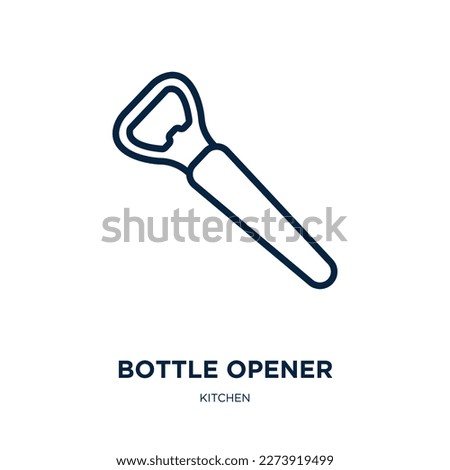 bottle opener icon from kitchen collection. Thin linear bottle opener, bottle, equipment outline icon isolated on white background. Line vector bottle opener sign, symbol for web and mobile