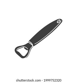 Bottle Opener Icon Silhouette Illustration. Tool Vector Graphic Pictogram Symbol Clip Art. Doodle Sketch Black Sign.