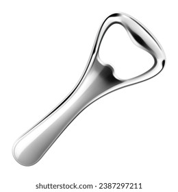 Bottle opener, isolated on white background. Beer Bottle Opener. Manual Stainless Steel Can Opener. Realistic 3d vector illustration