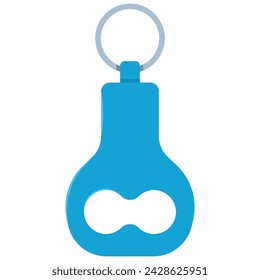 Bottle opener keychain vector cartoon illustration isolated on a white background.