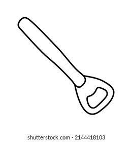 Bottle opener. Kitchenware sketch. Doodle line vector kitchen utensil and tool. Cutlery