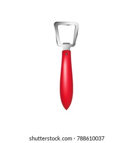 Bottle opener with red handle 