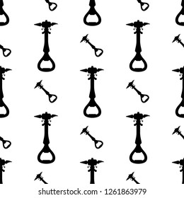 Bottle Opener Seamless Pattern, Bottle Cap Opener Vector Art Illustration