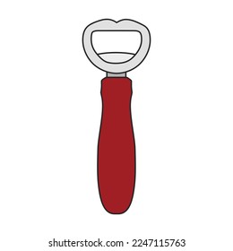 Bottle opener vector color icon. Vector illustration corkscrew on white background. Isolated color illustration icon of bottle opener .