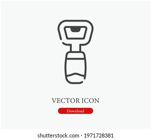 Bottle opener vector icon.  Editable stroke. Symbol in Line Art Style for Design, Presentation, Website or Apps Elements. Pixel vector graphics - Vector
