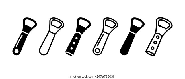 Bottle opener vector icons set. Open beer or beverage.