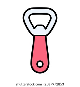 Bottle opener vector illustration, pink and black filled design editable outline icon.