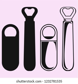 bottle opener, vector silhouette isolated