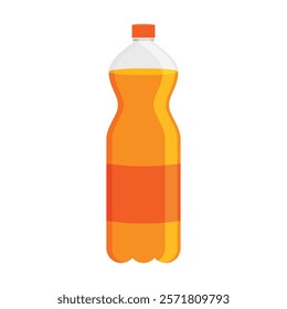 Bottle with orange color beverage flat vector design on a white background