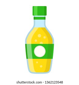 Bottle of orange juice in cartoon flat style on white, stock vector illustration