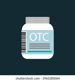 bottle with OTC Over The Counter drugs - vector illustration