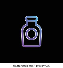 Contorno de botella con icono de vector de gradiente azul de etiqueta circular