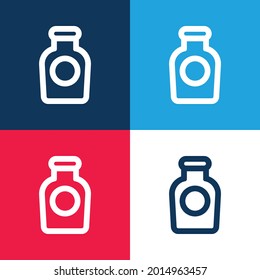 Bottle Outline With Circular Label blue and red four color minimal icon set