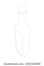 Bottle outline icon isolated on white background. Vector illustration. Bottle of red wine icon in outline style isolated on white background. Wine production symbol stock vector illustration.