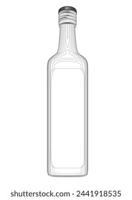Bottle outline icon isolated on white background. Vector illustration. Bottle of red wine icon in outline style isolated on white background. Wine production symbol stock vector illustration.