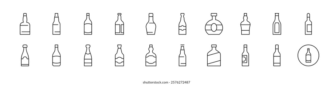 Bottle Outline Simple Linear Image Collection. Editable Stroke. Suitable for Web Sites, Books, Cards, Apps 